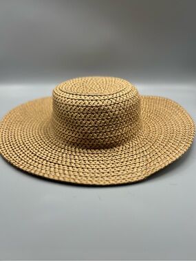 Max Grey Wide Brim Straw Sun Hat - Natural Tan